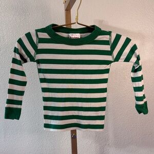 Hanna Andersson Green and white Striped Kids PJ Shirt- Size 3T
